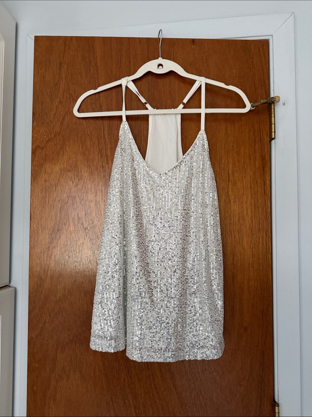Silver Sequin Spaghetti Strap Camisole
